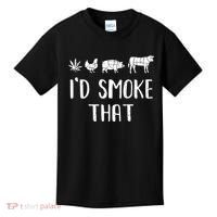 I'd Smoke That Funny BBQ Weed Cannabis Kids T-Shirt thumb 0