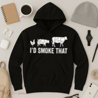 I'd Smoke That Fun BBQ Smoker Chef Hoodie thumb 3