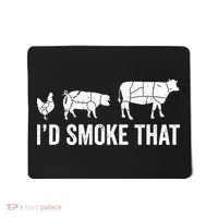 I'd Smoke That Fun BBQ Smoker Chef Mousepad thumb 0