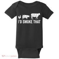 I'd Smoke That Fun BBQ Smoker Chef Baby Bodysuit thumb 0
