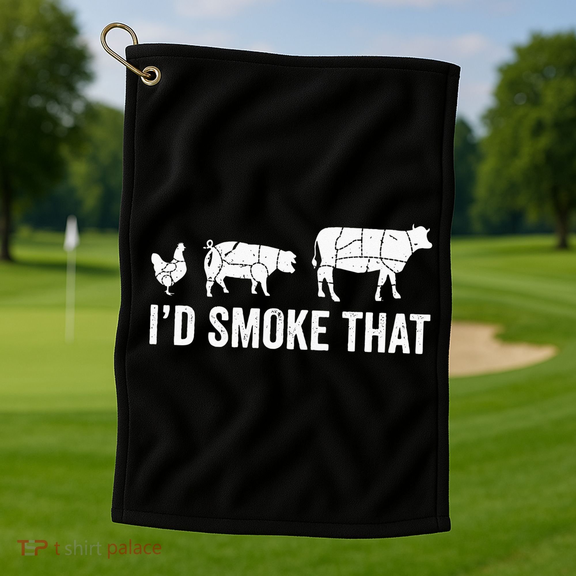 I'd Smoke That Fun BBQ Smoker Chef Golf Towel