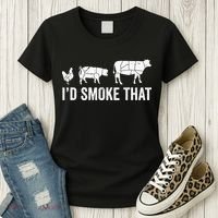 I'd Smoke That Fun BBQ Smoker Chef Women's T-Shirt thumb 3