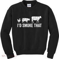 I'd Smoke That Fun BBQ Smoker Chef Kids Sweatshirt thumb 0