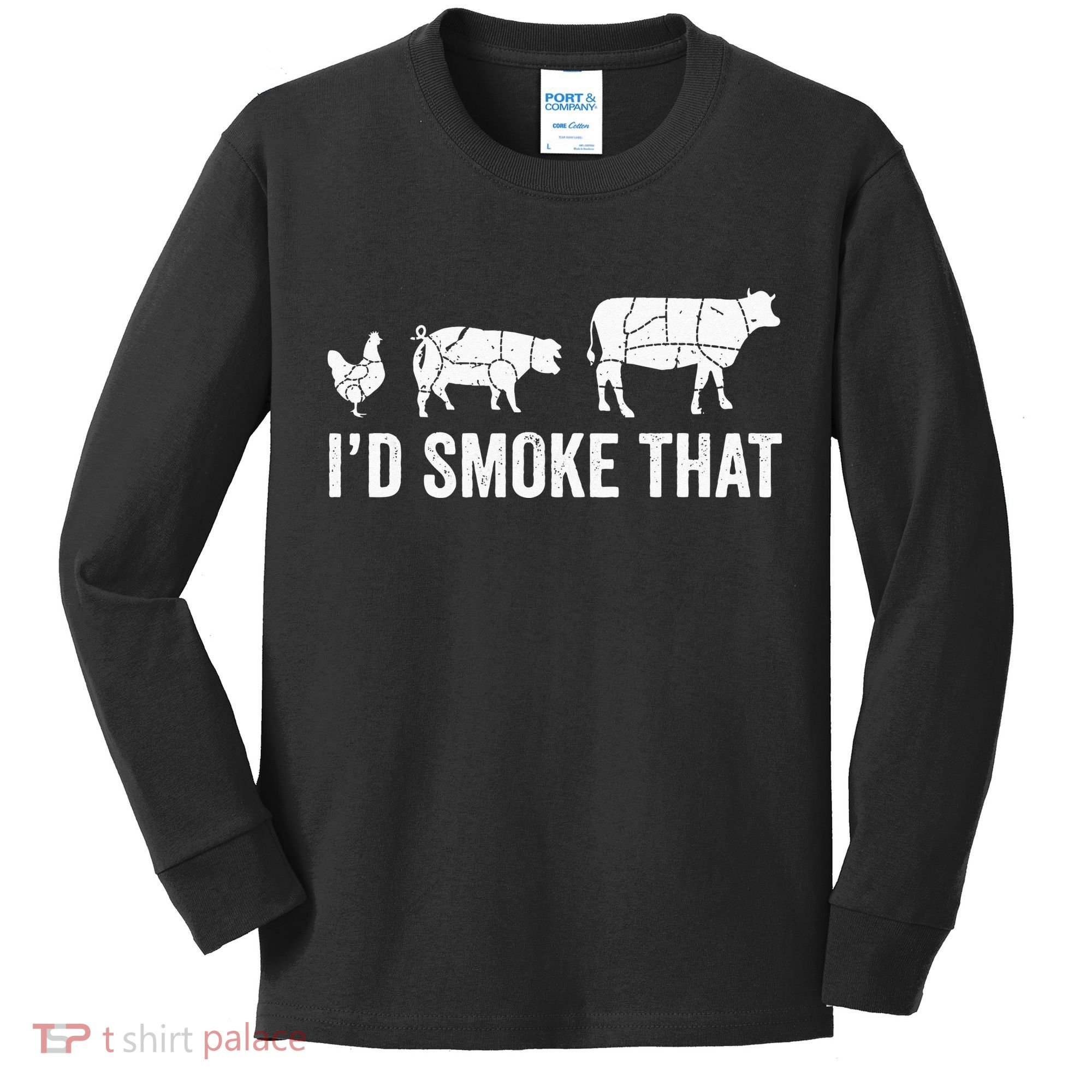 I'd Smoke That Fun BBQ Smoker Chef Kids Long Sleeve Shirt