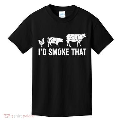 I'd Smoke That Fun BBQ Smoker Chef Kids T-Shirt