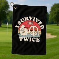 I Survived The Sixties 60s Twice Golf Towel thumb 1