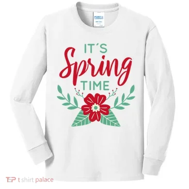 It's Spring Time Flower Kids Long Sleeve Shirt