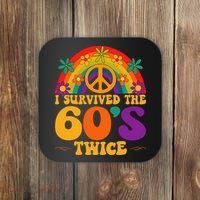 I Survived The 60s Twice Sixties 70th 70s Year Old Birthday Coaster thumb 0