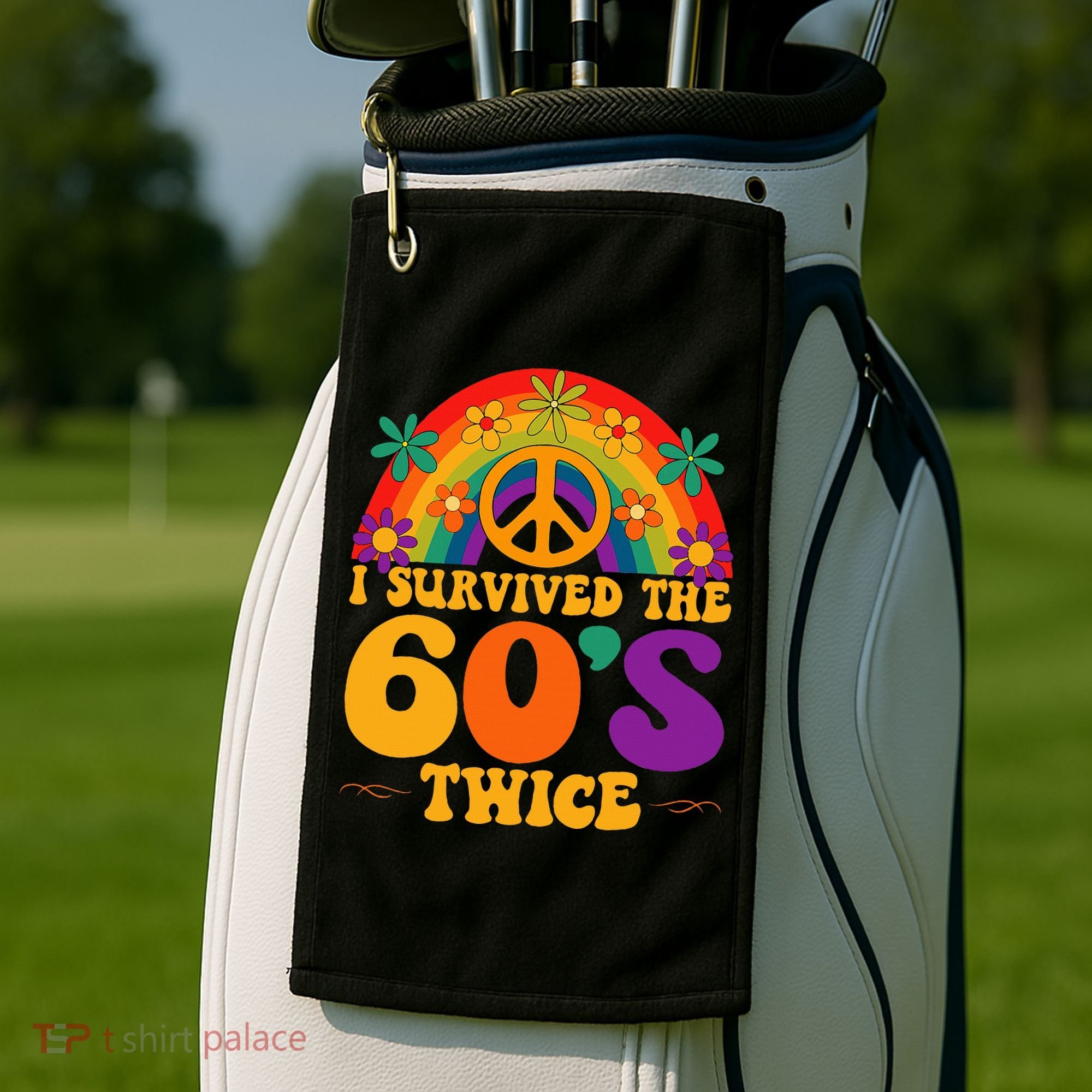 I Survived The 60s Twice Sixties 70th 70s Year Old Birthday Golf Towel