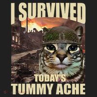 I Survived TodayS Tummy Ache Groovy Funny Cat Women's Sweatshirt thumb 2