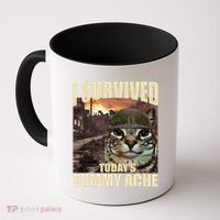 I Survived TodayS Tummy Ache Groovy Funny Cat Coffee Mug thumb 0