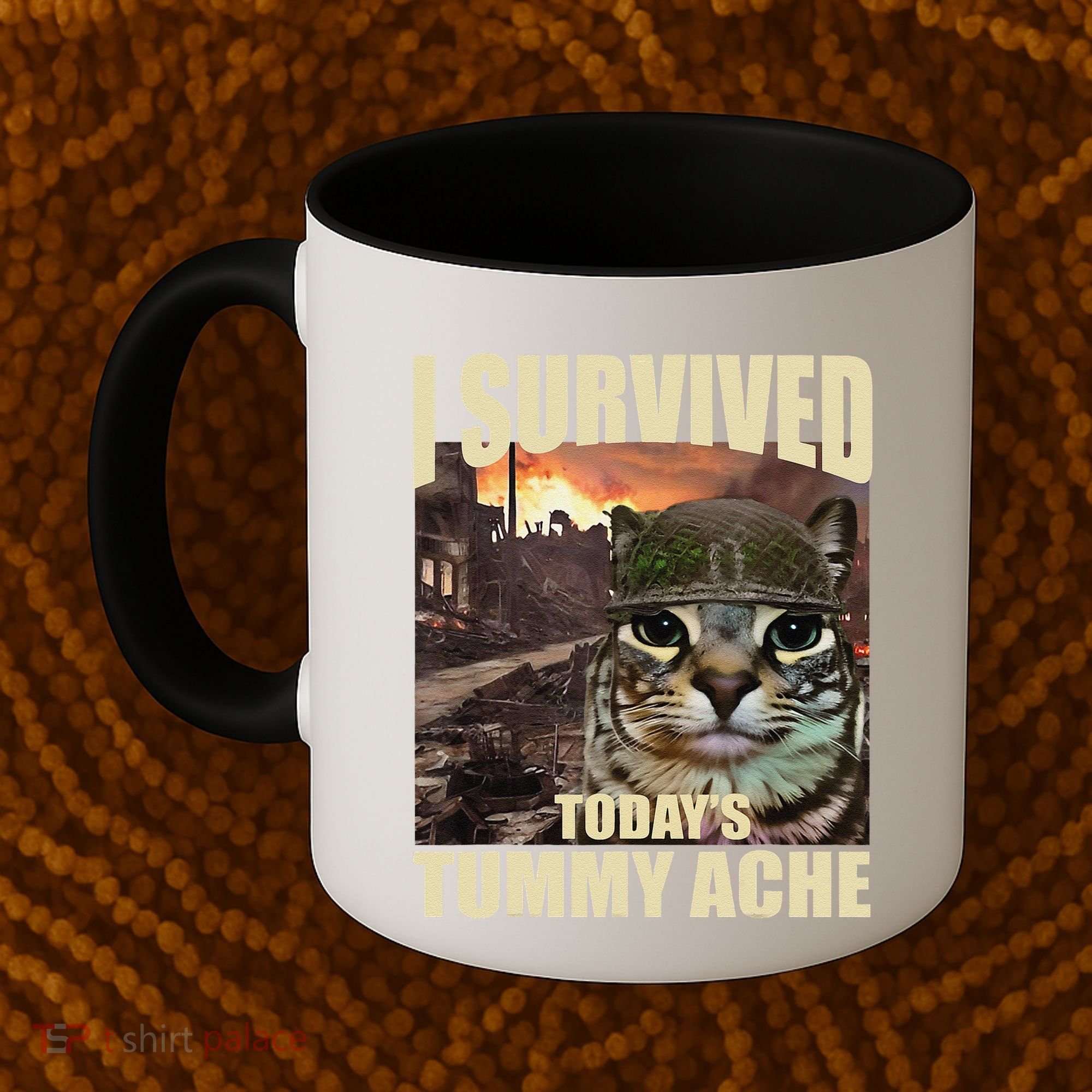 I Survived TodayS Tummy Ache Groovy Funny Cat Coffee Mug