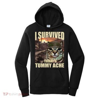 I Survived TodayS Tummy Ache Groovy Funny Cat Women's Hoodie