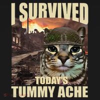I Survived TodayS Tummy Ache Groovy Funny Cat Women's Hoodie thumb 2