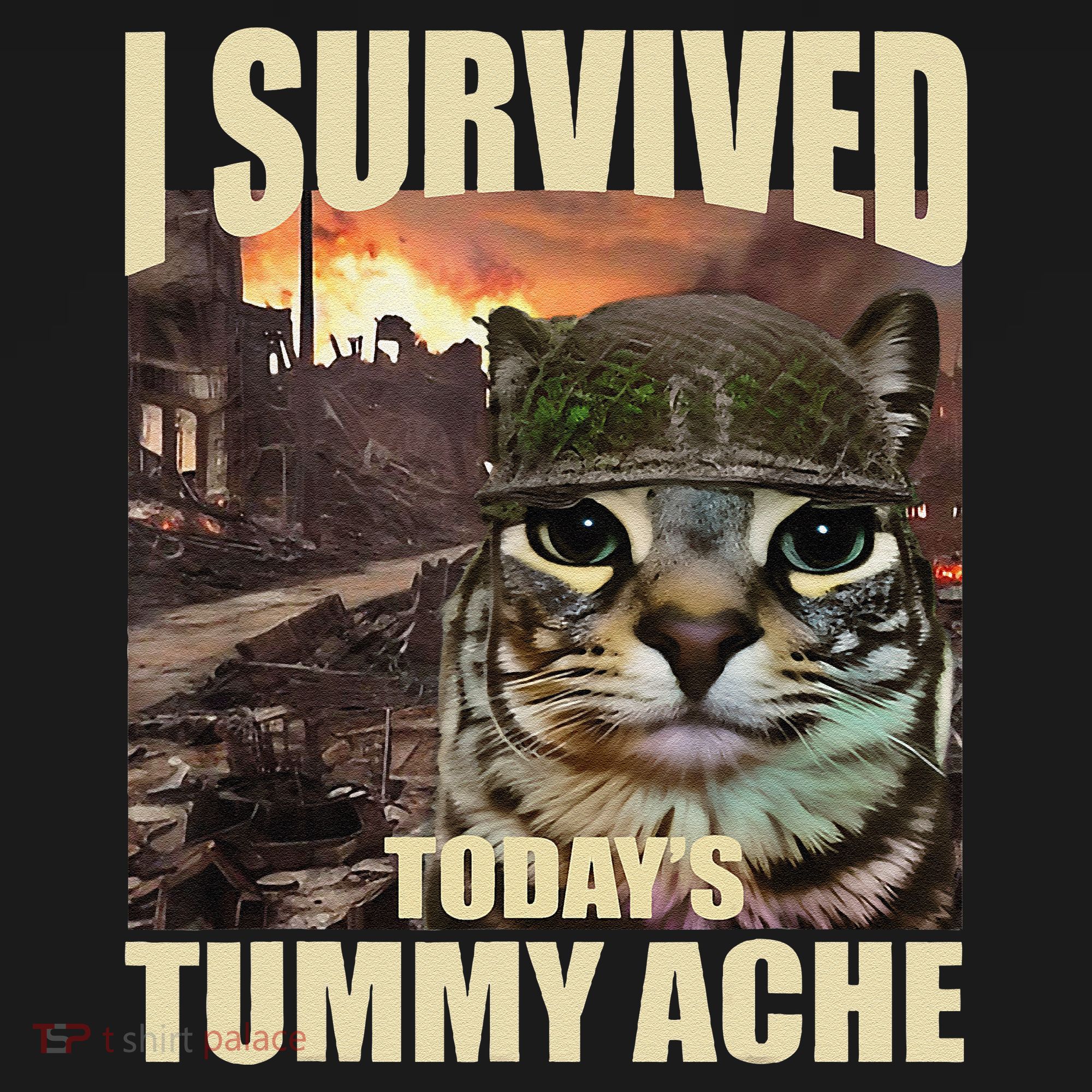 I Survived TodayS Tummy Ache Groovy Funny Cat Women's Hoodie