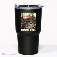 I Survived TodayS Tummy Ache Groovy Funny Cat Tumbler thumb 0