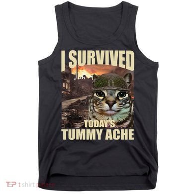I Survived TodayS Tummy Ache Groovy Funny Cat Tank Top