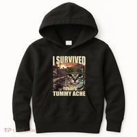 I Survived TodayS Tummy Ache Groovy Funny Cat Kids Hoodie thumb 0
