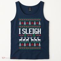 I Sleigh Ugly Christmas Sweater Tank Top thumb 2