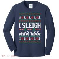 I Sleigh Ugly Christmas Sweater Kids Long Sleeve Shirt thumb 0