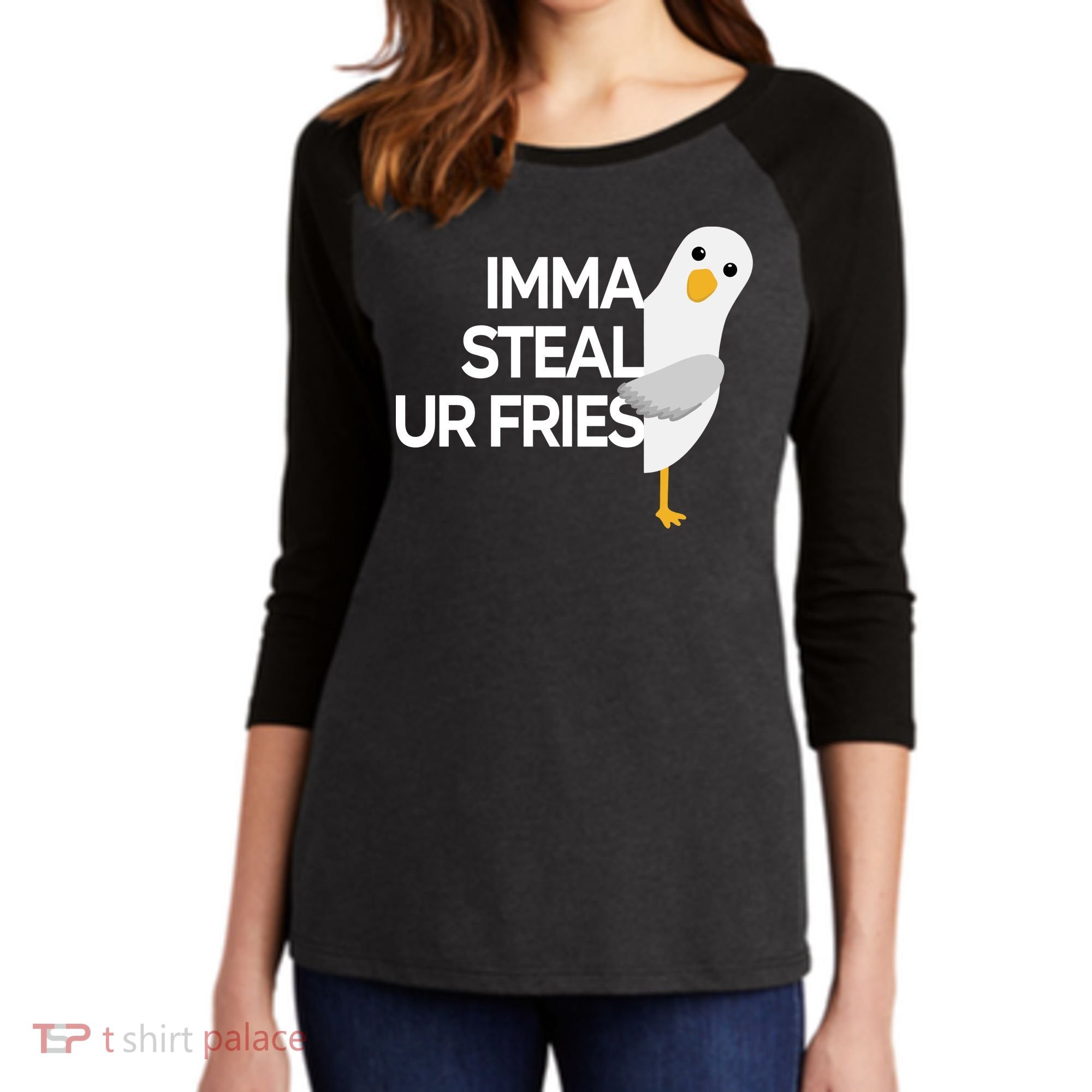 Imma Steal Ur Fries Women's Tri-Blend 3/4-Sleeve Raglan Shirt