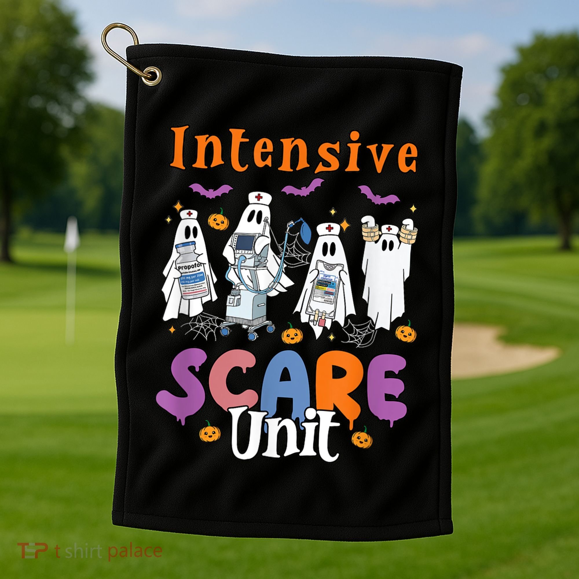 Intensive Scare Unit Icu Boo Crew Funny Nicu Picu Nurse Tech Golf Towel