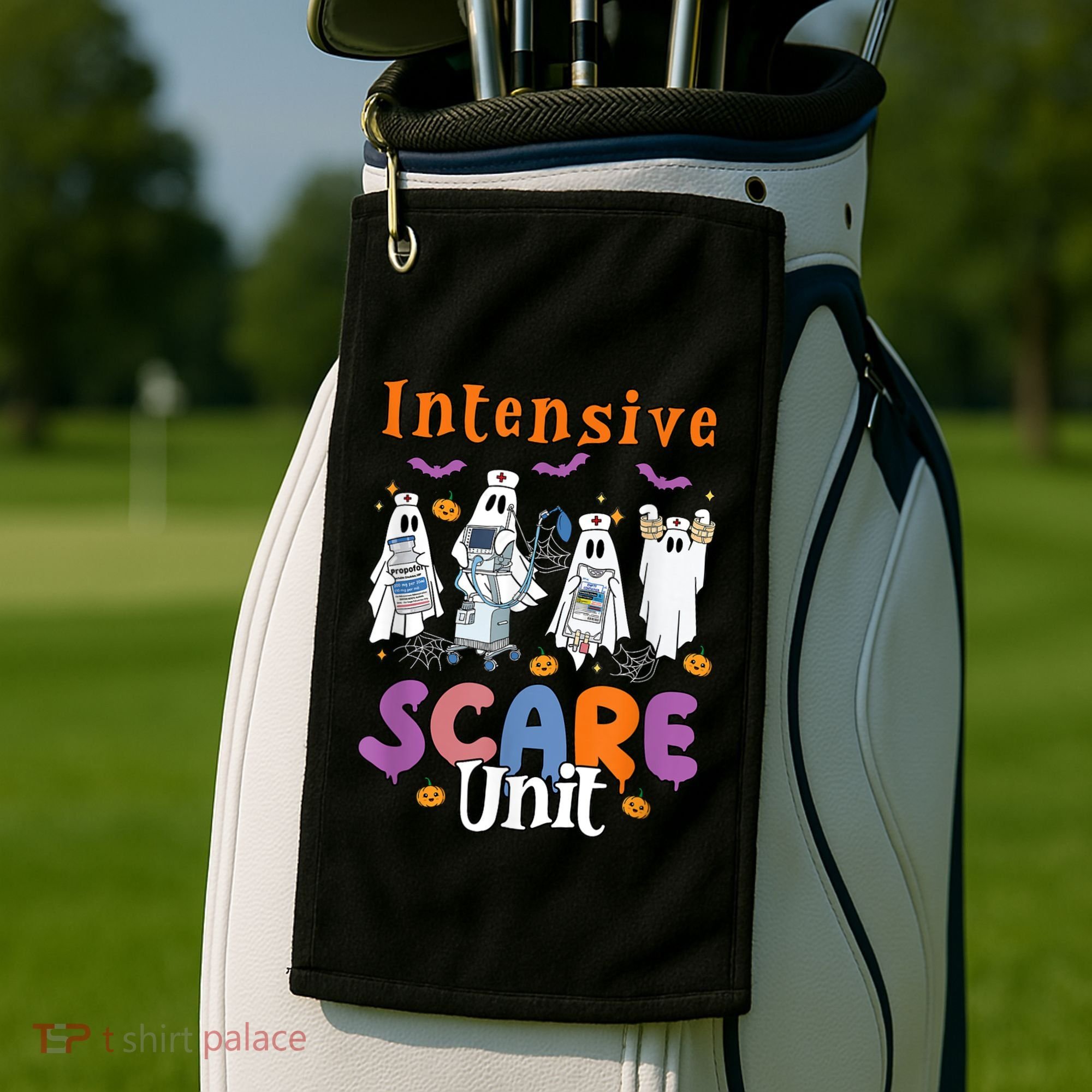 Intensive Scare Unit Icu Boo Crew Funny Nicu Picu Nurse Tech Golf Towel