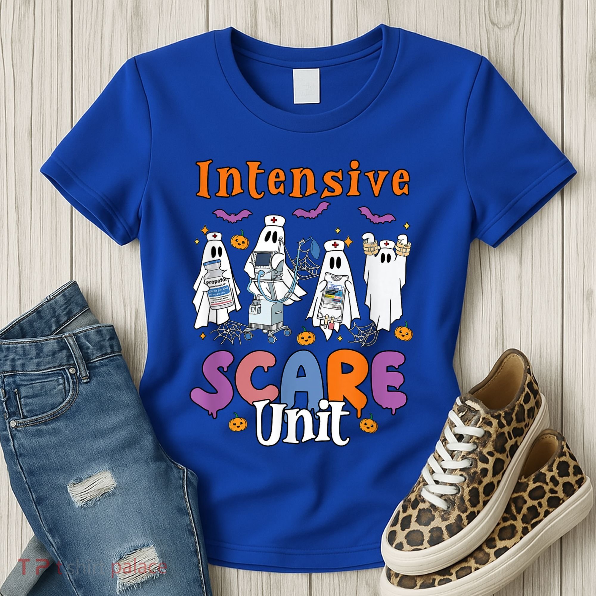 Intensive Scare Unit Icu Boo Crew Funny Nicu Picu Nurse Tech Women's T-Shirt