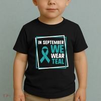 In September We Wear Teal Cervical Ovarian Cancer Awareness Toddler T-Shirt thumb 2