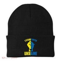 I Stand With Ukriane Protest Fist Support Ukaine Beanie thumb 0