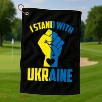 I Stand With Ukriane Protest Fist Support Ukaine Golf Towel thumb 1