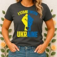 I Stand With Ukriane Protest Fist Support Ukaine Women's T-Shirt thumb 2