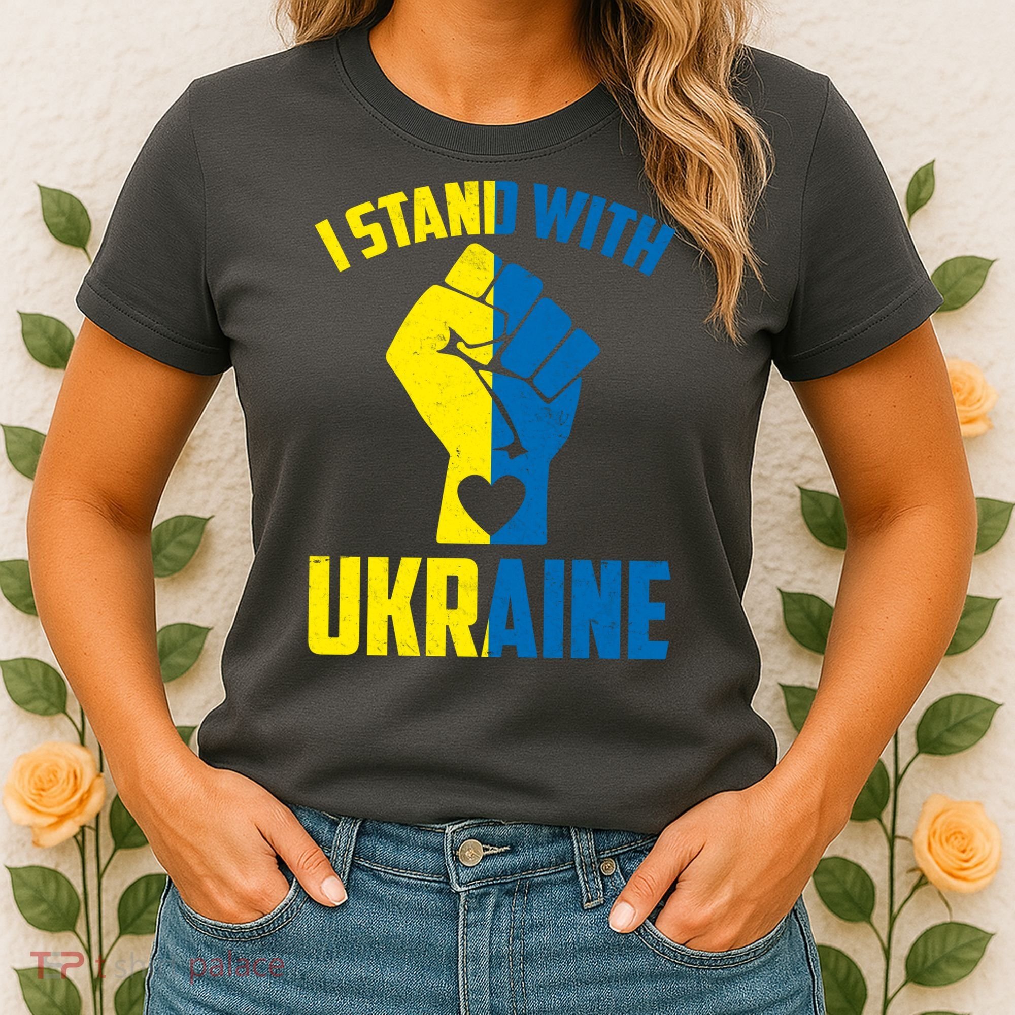 I Stand With Ukriane Protest Fist Support Ukaine Women's T-Shirt