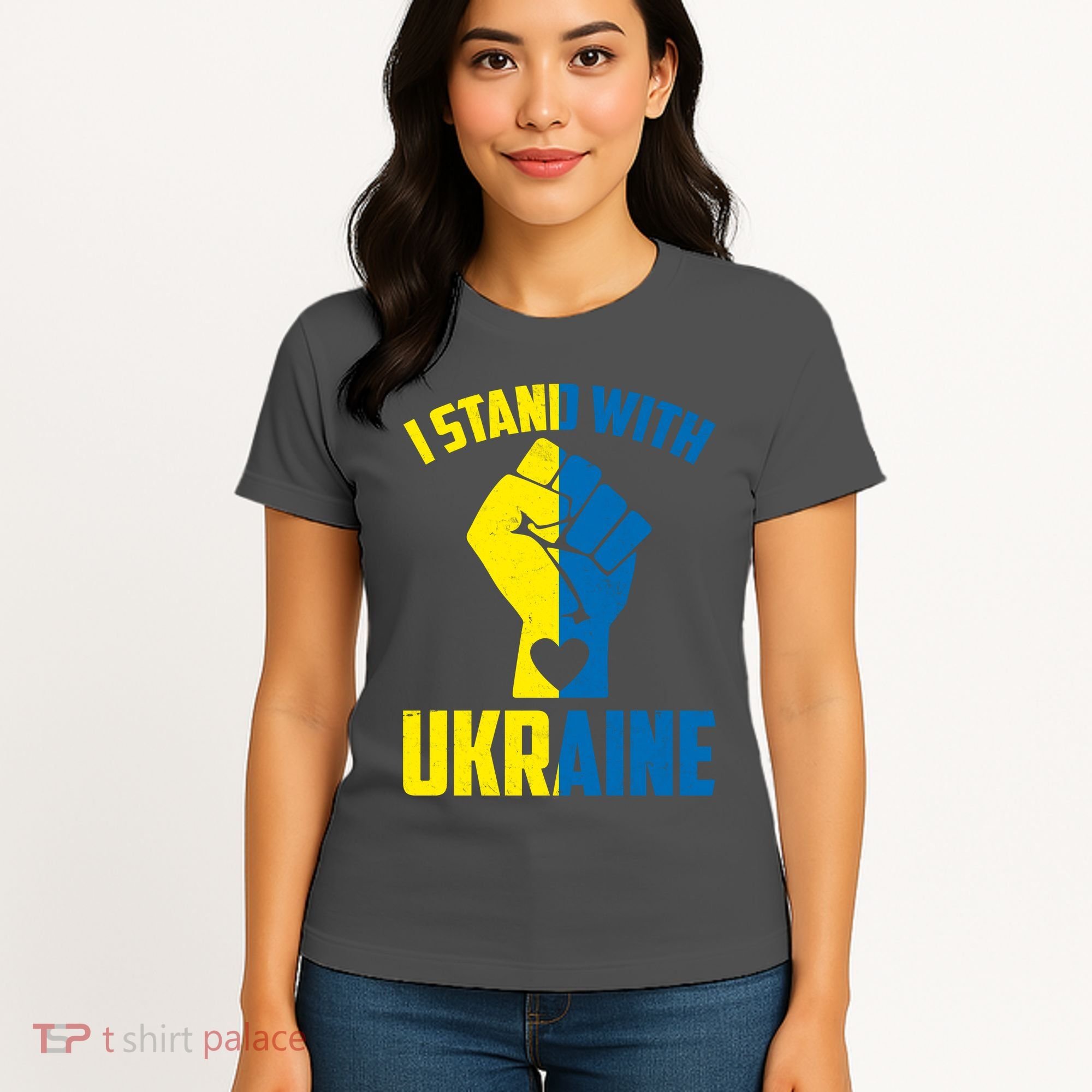 I Stand With Ukriane Protest Fist Support Ukaine Women's T-Shirt