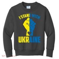 I Stand With Ukriane Protest Fist Support Ukaine Kids Sweatshirt thumb 0
