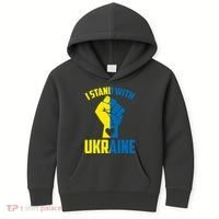 I Stand With Ukriane Protest Fist Support Ukaine Kids Hoodie thumb 0