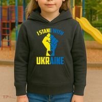 I Stand With Ukriane Protest Fist Support Ukaine Kids Hoodie thumb 3