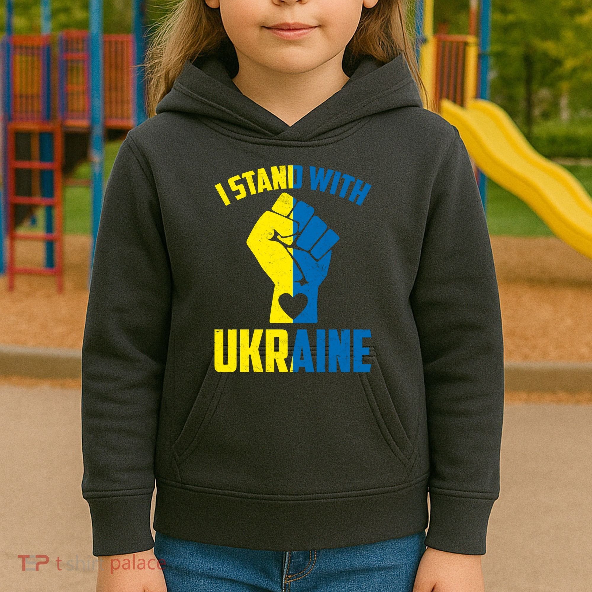 I Stand With Ukriane Protest Fist Support Ukaine Kids Hoodie