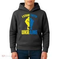 I Stand With Ukriane Protest Fist Support Ukaine Kids Hoodie thumb 4