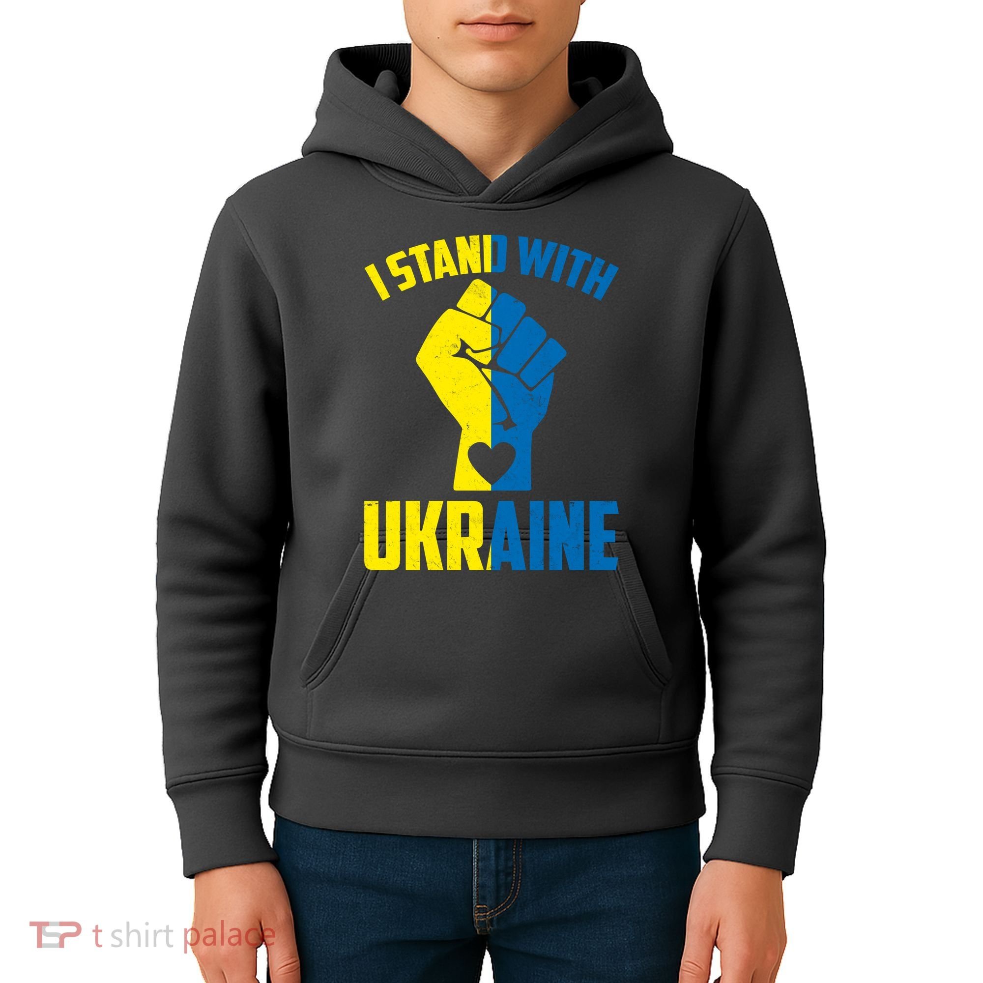 I Stand With Ukriane Protest Fist Support Ukaine Kids Hoodie