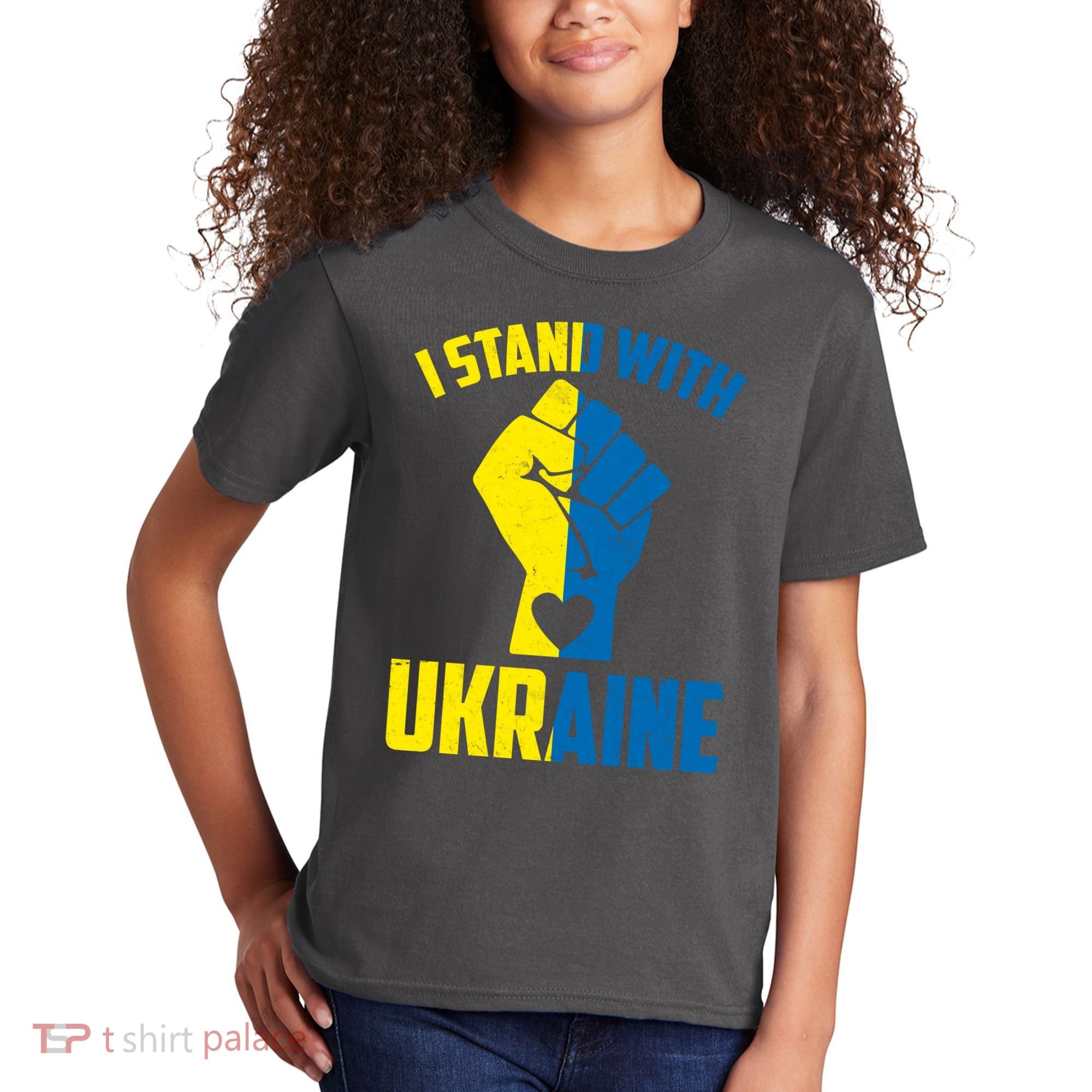 I Stand With Ukriane Protest Fist Support Ukaine Kids T-Shirt