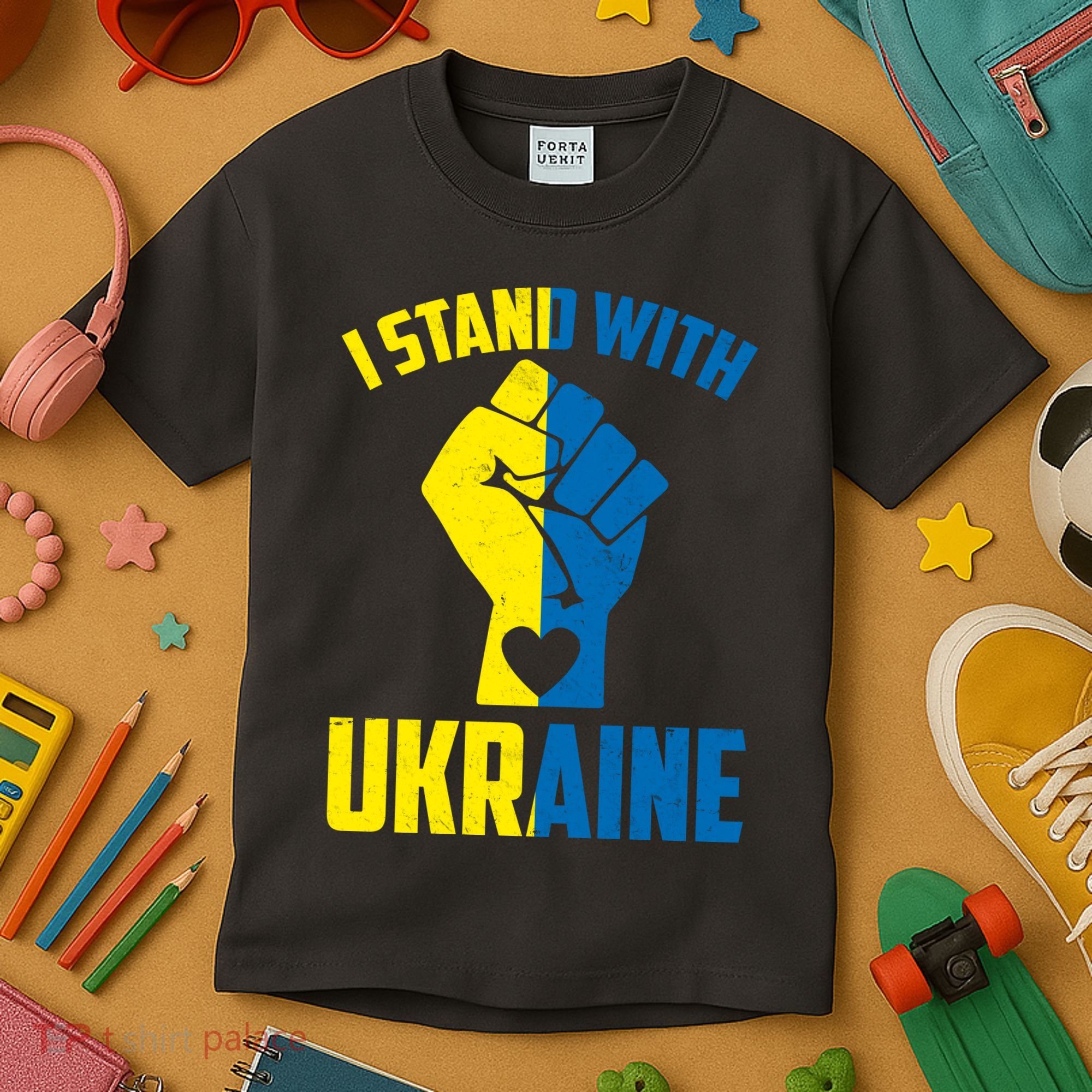 I Stand With Ukriane Protest Fist Support Ukaine Kids T-Shirt