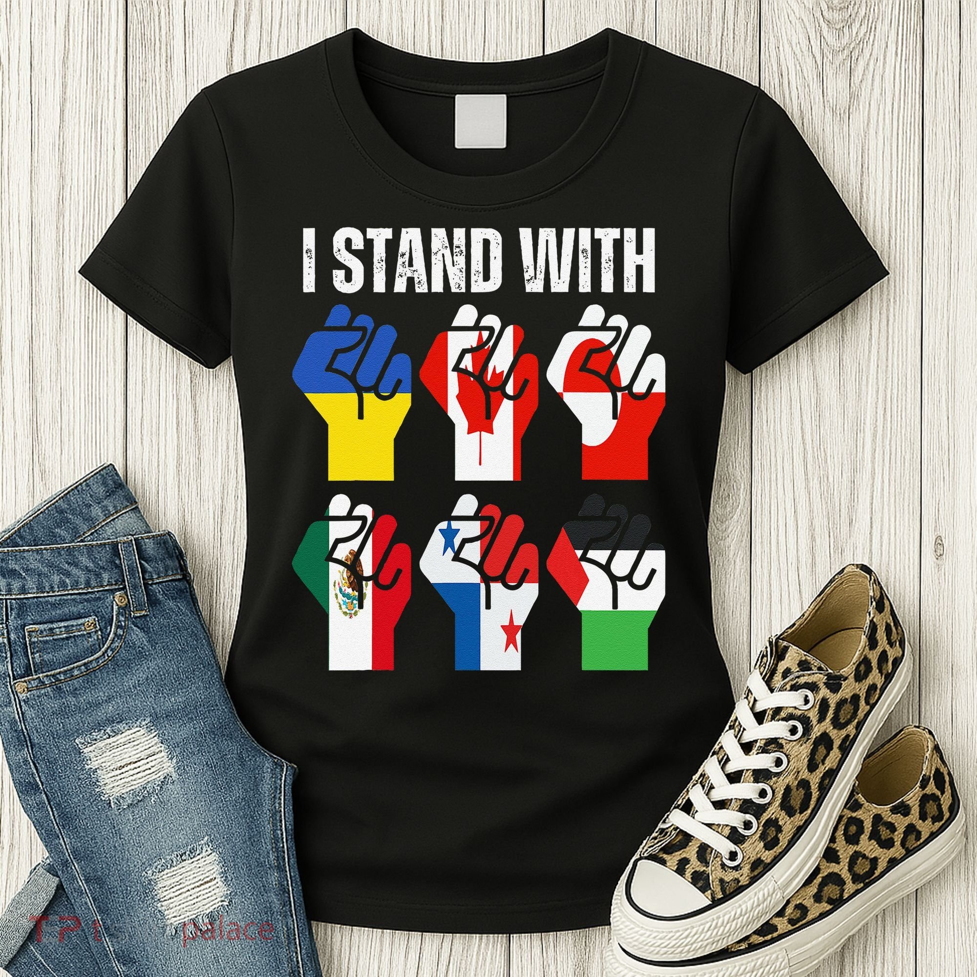 I Stand With Ukraine Canada Greenland Mexico Panama Gaza Women's T-Shirt