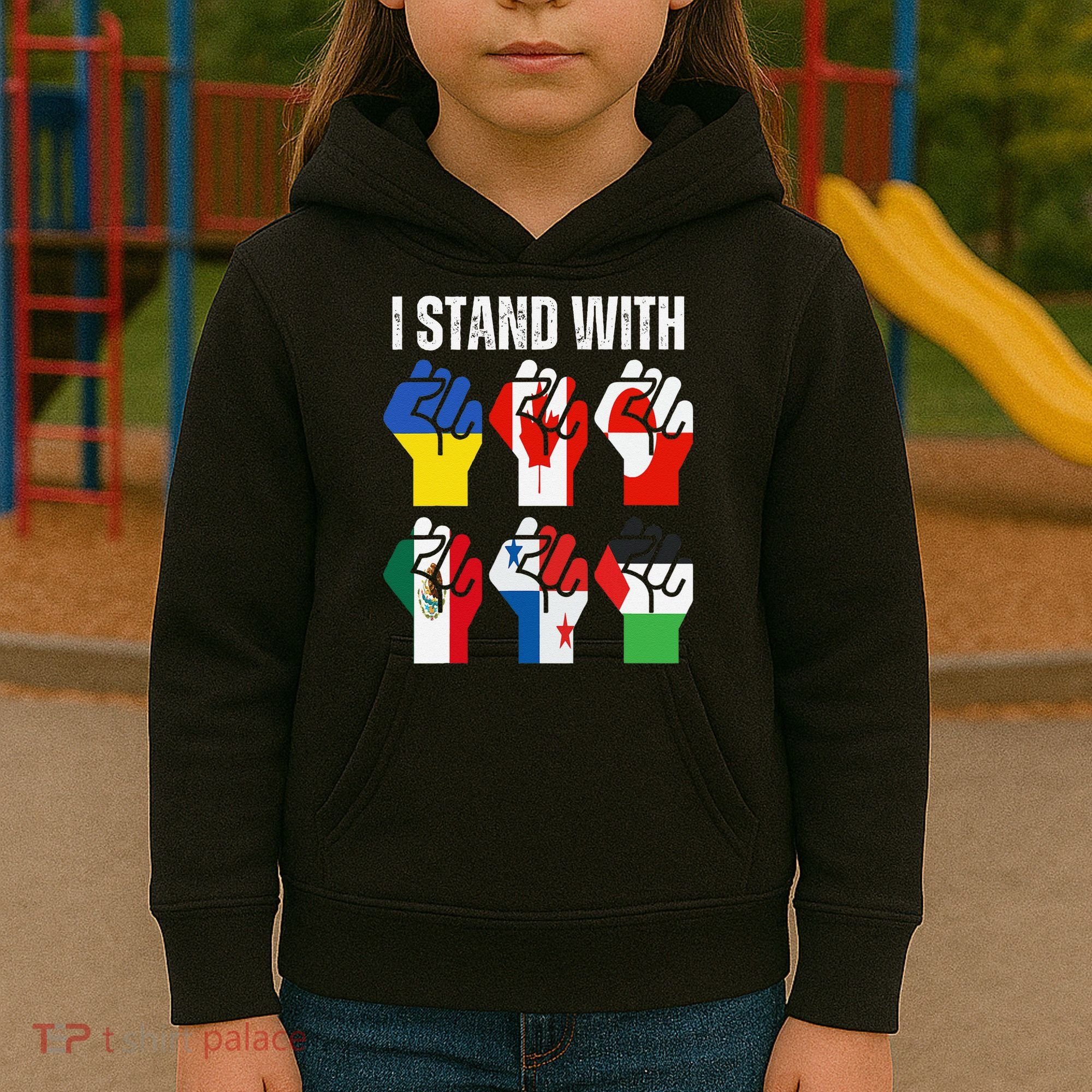 I Stand With Ukraine Canada Greenland Mexico Panama Gaza Kids Hoodie