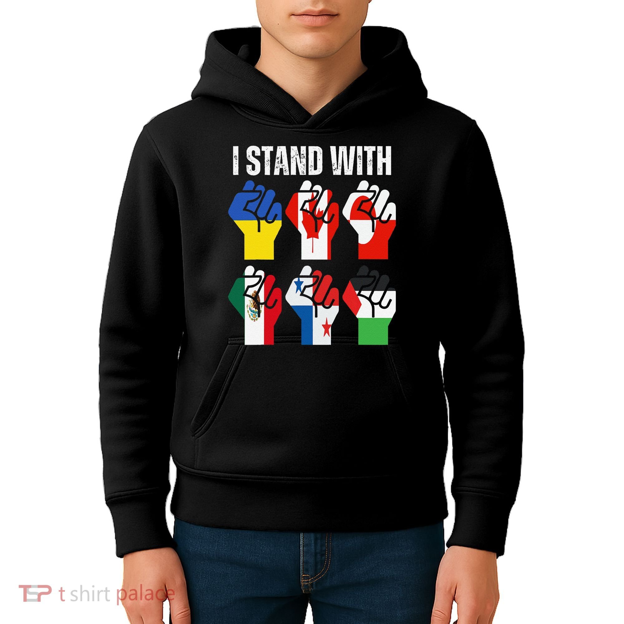 I Stand With Ukraine Canada Greenland Mexico Panama Gaza Kids Hoodie