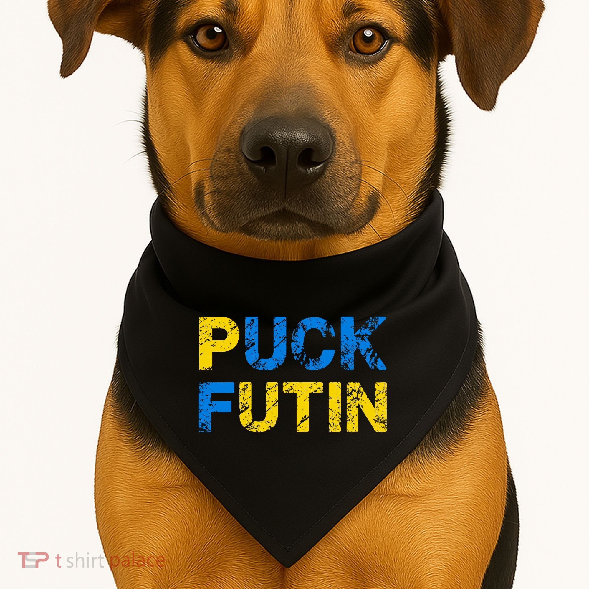 I Stand With Ukraine Puck Futin Support USA-Made Doggie Bandana