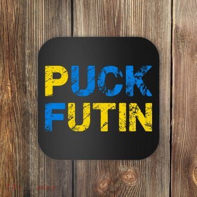 I Stand With Ukraine Puck Futin Support Coaster