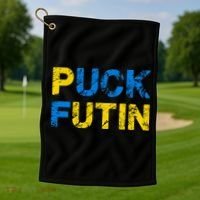 I Stand With Ukraine Puck Futin Support Golf Towel thumb 1