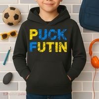 I Stand With Ukraine Puck Futin Support Kids Hoodie thumb 2