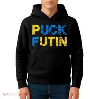 I Stand With Ukraine Puck Futin Support Kids Hoodie thumb 4